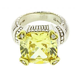 Judith Ripka 18K Yellow Gold And Sterling Silver Diamond & Canary Crystal Ring