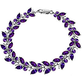 16.5 CTW 14K Solid White Gold Butterfly Bracelet Amethyst