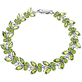 16.5 CTW 14K Solid White Gold Butterfly Bracelet Peridot