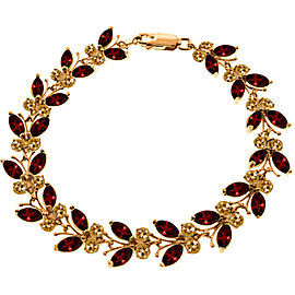 14K Solid Rose Gold Butterfly Bracelet with Garnets & Citrines