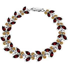 16.5 CTW 14K Solid White Gold Butterfly Bracelet Garnet Citrine