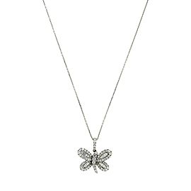 18K White Gold 0.74 Ct Diamond Butterfly Pendant Necklace