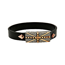 Stephen Webster 925 Sterling Silver Union Jack Leather With Magnetic Clasp Bracelet