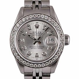 Rolex Datejust Stainless Steel-Silver Diamond Dial and Bezel 26mm Womens Watch