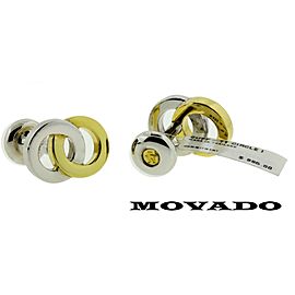 Movado Cufflinks in 18k yellow gold & silver new with tag.