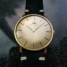 JAEGER LECOULTRE Vintage Men's 18K Gold Hand-Wind Dress Watch, c.1960s LV848BLK