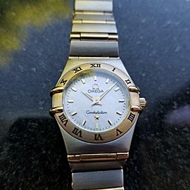 OMEGA Ladies Constellation 14K & SS MOP Dial Watch, c.1990s Swiss Dress MA80