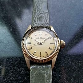 ROLEX 14K Gold Ladies Oyster Perpetual ref.6719 Automatic c.1973 Swiss MS148GRY