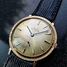 LECOULTRE Men's 14K Gold Manual Hand-Wind Dress Watch, c.1960s Swiss MS221BLU