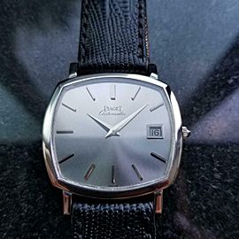 Men's Piaget 18k White Gold Automatic w/Date Dress Watch, c.1970s Swiss LV866