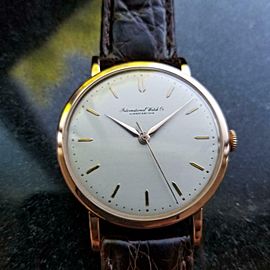 IWC Men's 18K Rose Gold Manual Hand-Wind Dress Watch c.1950s Vintage Swiss LV338