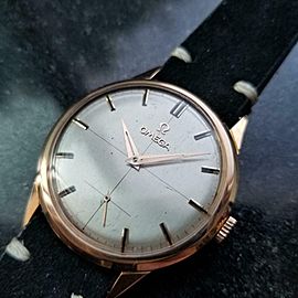 Men's Omega 18K Rose Gold ref.2640 Manual Wind Dress Watch 1960s Swiss LV540BLK