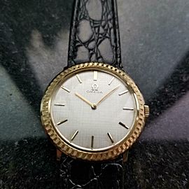 Men's Omega Midsize 14K Solid Gold Manual Hand-Wind Dress Watch c.1964 MS202BLK