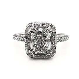 2 Carat Radiant Cut Lab Grown Diamond Engagement Ring Halo IGI Certified