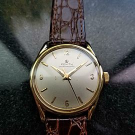 Men's Zenith 18k Solid Gold 1950s Bumper Automatic 33mm Vintage Swiss LV855