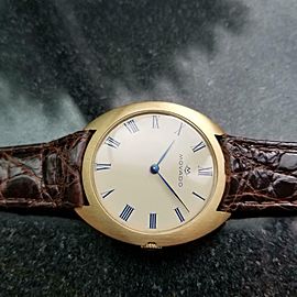 Men's Movado 18k Gold 35mm Hand-Wind Dress Watch, c.1960s Swiss Vintage LV439