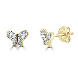 True 14k Yellow Gold & Diamond Butterfly Studs