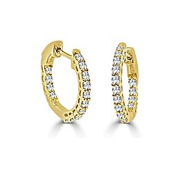 True 14k Yellow Gold & Diamond Hoop Earrings