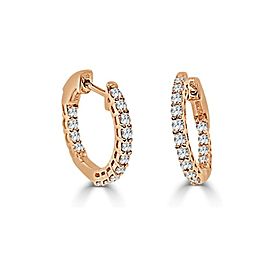 True 14k Rose Gold & Diamond Hoop Earrings