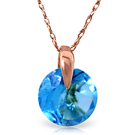 1 CTW 14K Solid Rose Gold Sundisk Blue Topaz Necklace