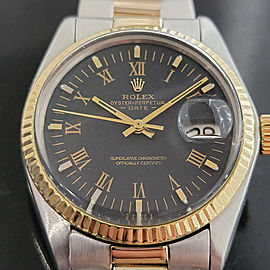 Mens Rolex Oyster Perpetual Date 1501 35mm 18k SS Automatic 1970s Swiss RA250