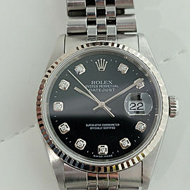 Mens Rolex Oyster Datejust 16234 36mm 18k SS Automatic Diamond Dial 2000s RJC111