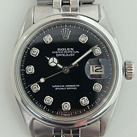 Mens Rolex Oyster Datejust 1600 36mm Automatic Diamond Dial 1960s Swiss RA233