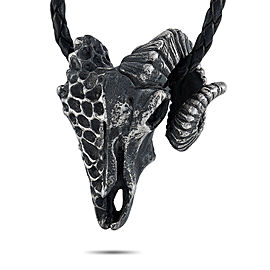 King Baby Ram Skull Necklace / pendant In Sterling silver 22 Inches