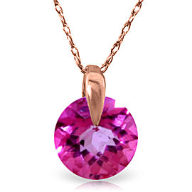 1 CTW 14K Solid Rose Gold Sundisk Pink Topaz Necklace