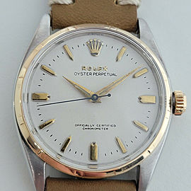 Mens Rolex Oyster Perpetual Ref 6565 34mm 14k Gold SS Automatic 1950s RA196