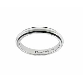 TIFFANY & CO 3 mm Milgrain Wedding Band In Platinum Size 6.75