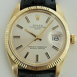 Mens Rolex Oyster Perpetual Date 35mm 14k Solid Gold Automatic 1970s RJC158