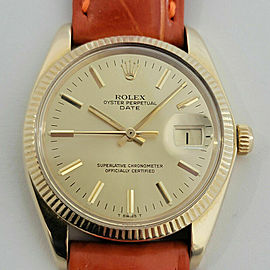 Mens Rolex Oyster Perpetual Date 35mm 14k Gold Automatic 1970s Swiss RJC192