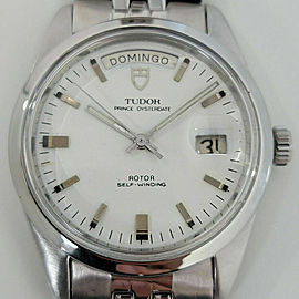 Mens Tudor Oyster Prince 7017/0 Date Day Jumbo 38mm Automatic 1960s Swiss