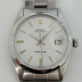 Mens Rolex Oysterdate Precision Ref 6494 34mm Hand-Wind 1950s Vintage RA241