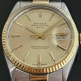 Mens Rolex Oyster Perpetual Date 1500 35mm 14k Gold ss Automatic 1960s RA168