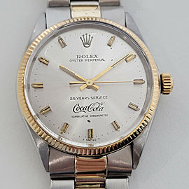 Mens Rolex Oyster 14k Gold SS Automatic Coca Cola Dial 1970s Vintage RA130S