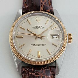 Mens Rolex Oyster Perpetual Date 14k SS 1500 35mm Automatic 1960s SWISS RA148BR