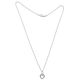 Tiffany & Co 18K White Gold Mini Diamond Heart Necklace 16