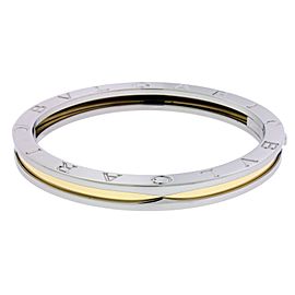 Bvlgari B.Zero1 Hinged Bangle In 18K Yellow Gold &amp; Steel Size Medium