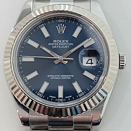 Mens Rolex Datejust 41mm 18k Gold SS Automatic Blue Dial