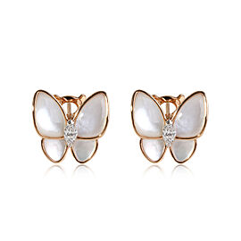 Van Cleef & Arpels Butterfly Mother Of Pearl Diamond Earrings in 18k Rose Gold