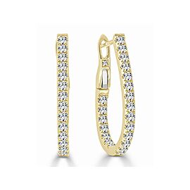 True 14k Gold & Diamond Pear Shape Hoop Earrings