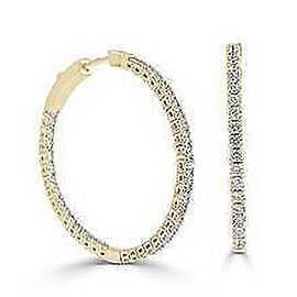 True 14k Gold & Diamond Flexible Hoops 1.25''