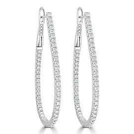 True Inside Out Diamond Hoop Earrings in 14KT White Gold