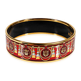 Hermès Plated Wide Enamel Bracelet with Harps & Tassels