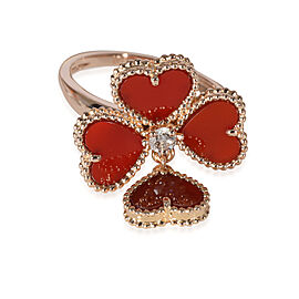 Van Cleef & Arpels Alhambra Carnelian Sweet Effeuillage Ring in 18k Rose Gold