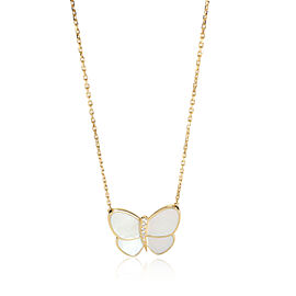 Van Cleef & Arpels Mother of Pearl Diamond Pendant in 18K Yellow Butterfly Gold