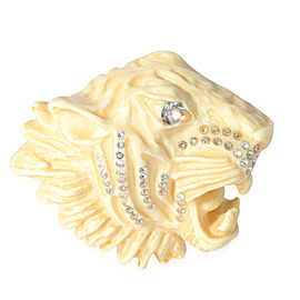 Gucci Resin & Crystal Tigers Head Brooch