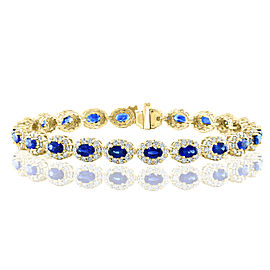 True Diamond & Sapphire Tennis Bracelet in 14K Yellow Gold